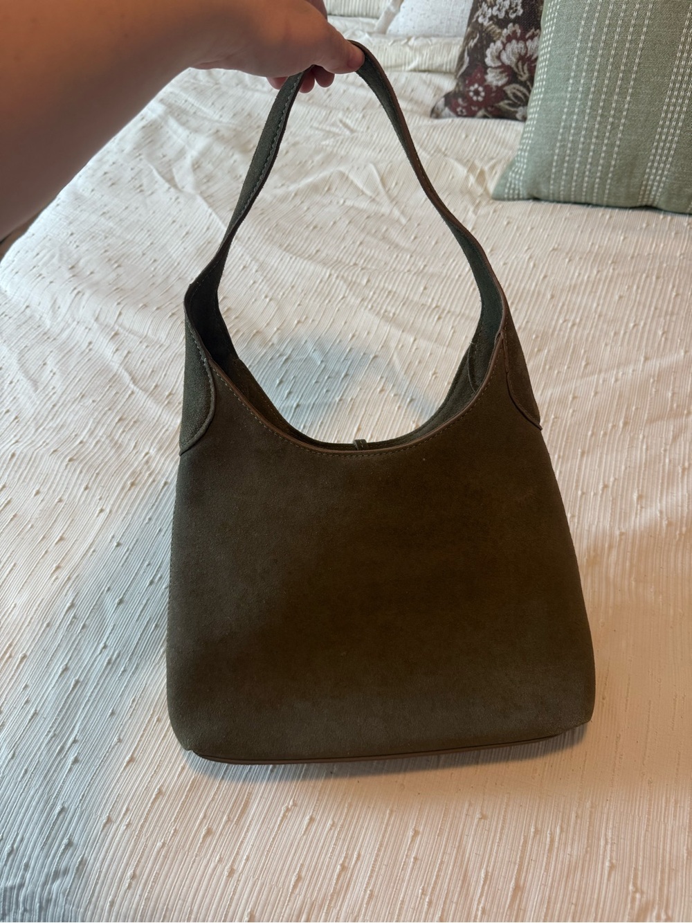 Genuine Suede Olive Shoulder Bag